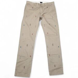 J Crew Broken In 484 Pants Mens 29x30 Khaki Lighthouse Embroidered Chinos Casual